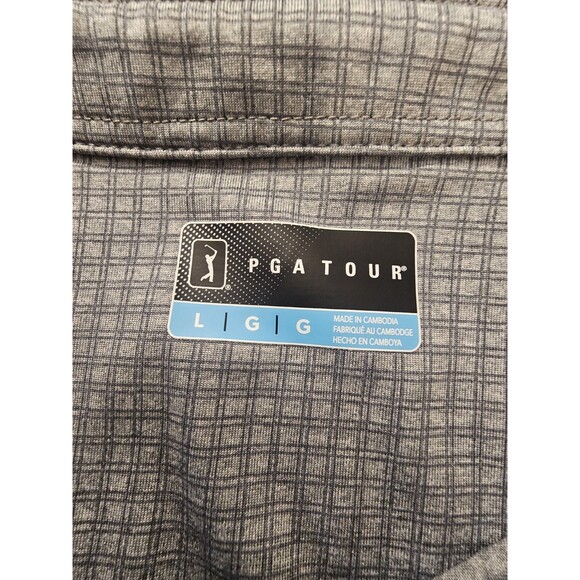 PGA Tour Shirt Polo Gray Short Sleeve Performance Golf Men's L - Picture 6 of 7